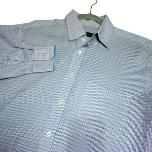 Bugatchi Men's Long Sleeve Pink and‎ Blue Dress Shirt Size Large